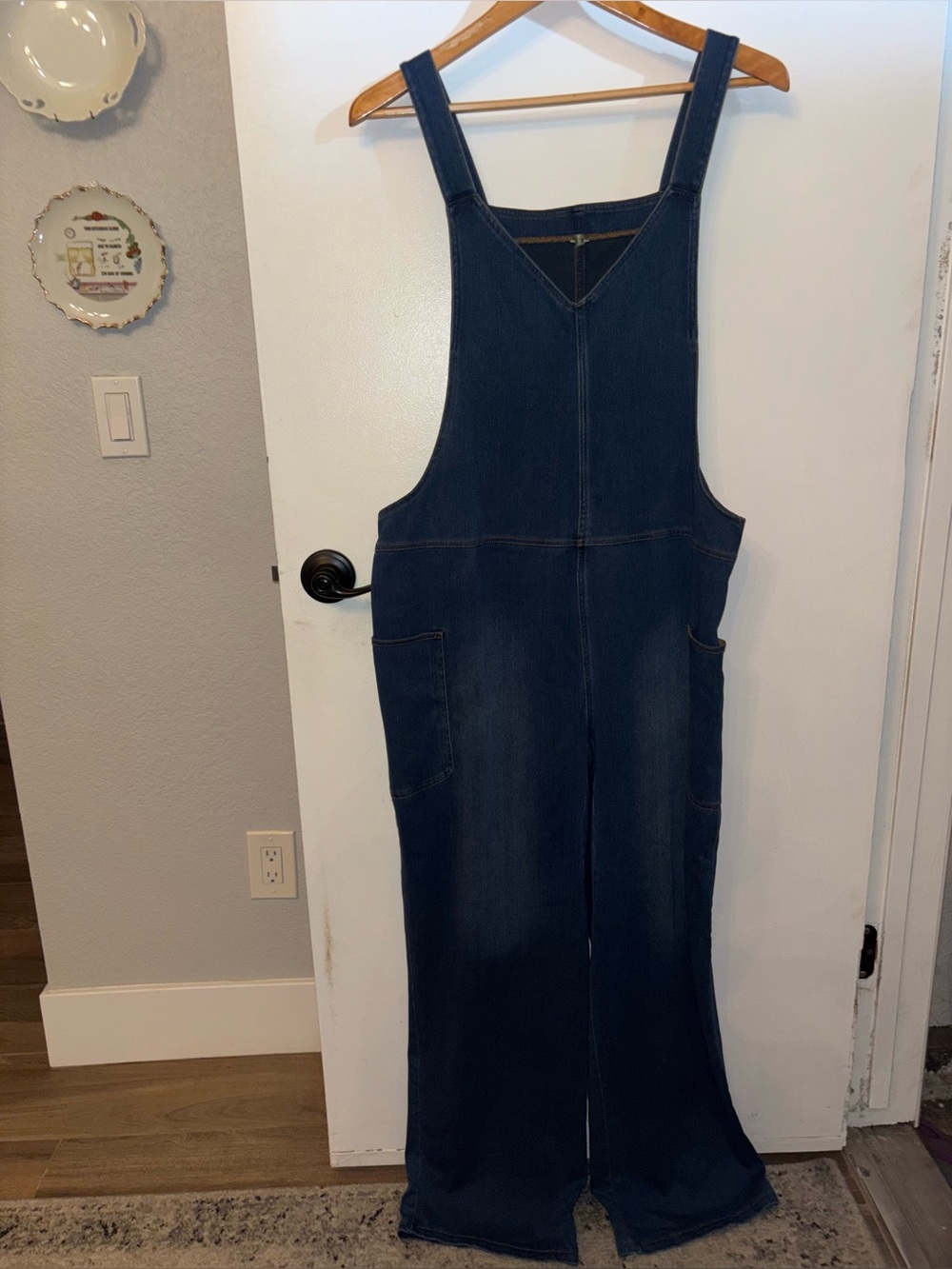 HALARA Dark Blue Relaxed Denim Overalls for Women